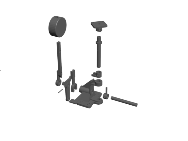 3D-Rendering des Weichenstellhebels in Ausführung 1 (Explosionsdarstellung)