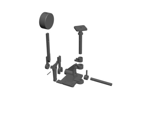 3D-Rendering des Weichenstellhebels in Ausführung 2 (Explosionsdarstellung)