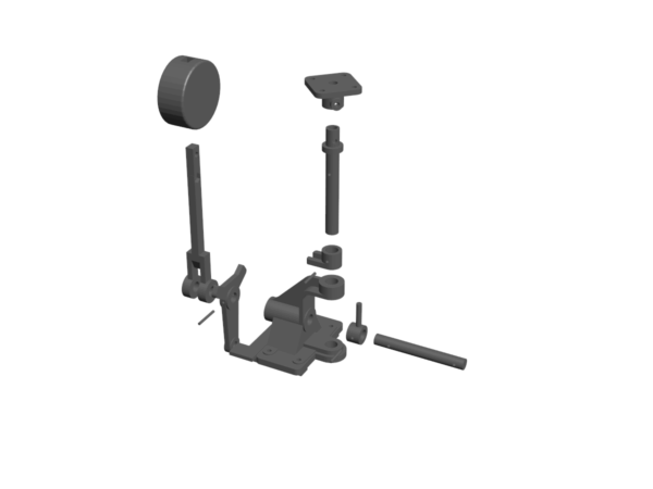 3D-Rendering des Weichenstellhebels in Ausführung 3 (Explosionsdarstellung)
